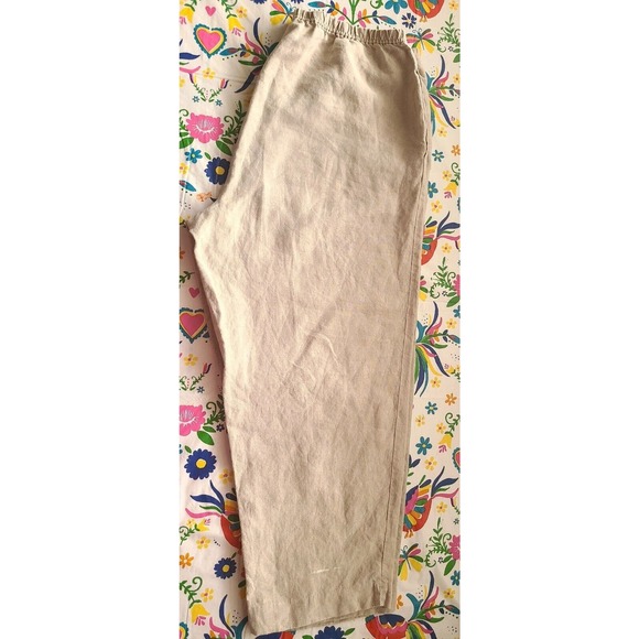 J Jill 100% Linen Pants Women XL Wide Leg Stretch Elastic Waist High Rise Ankle - Picture 3 of 7